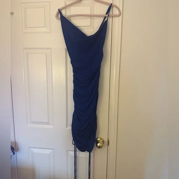 JLUXLABEL BLUE RUCHED DRESS - Picture 1 of 4